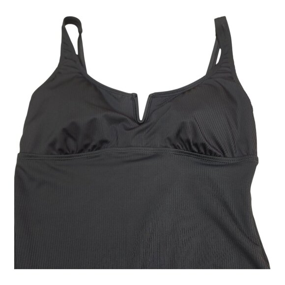 Anne Cole Black One-Piece Swimsuit Medium Adjustable Straps Keyhole Neckline - Picture 12 of 14